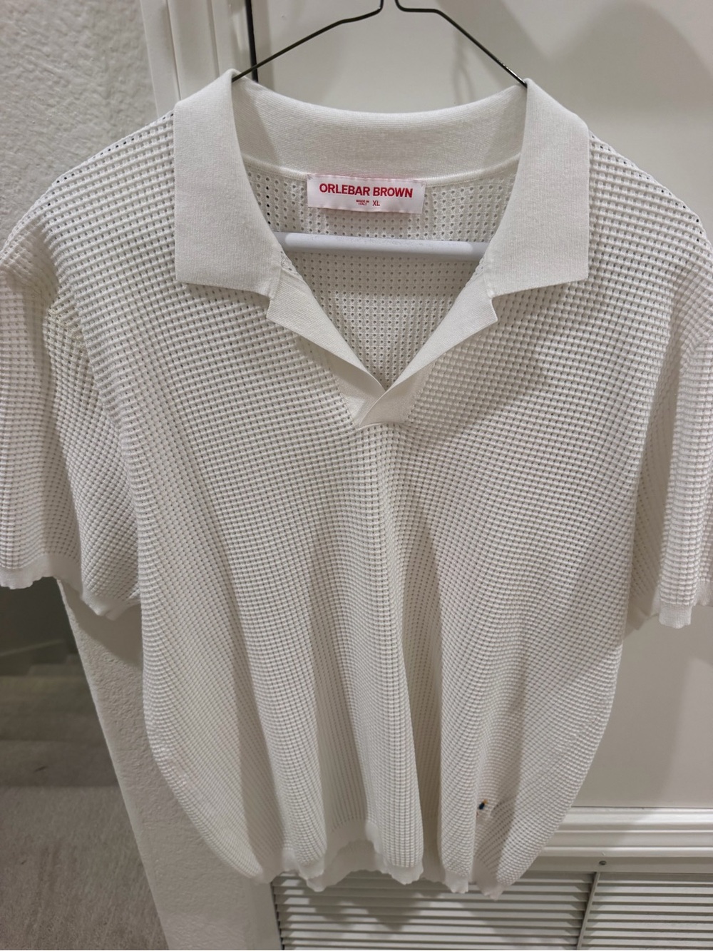 NWOT Orlebar Brown Roddy Tailored Fit Stitch Polo Shirt In White Size Size XL - Picture 5 of 8